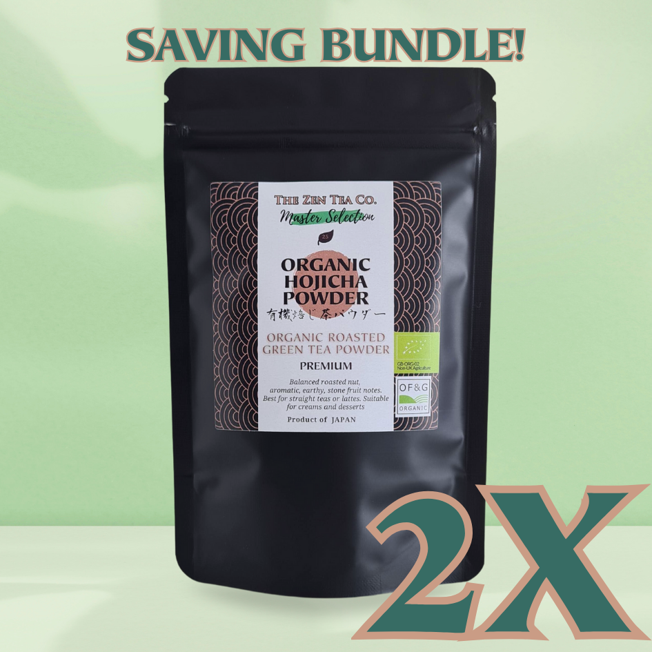 2X 25- Organic Hojicha Powder - Premium Japanese Roasted Green Tea Powder