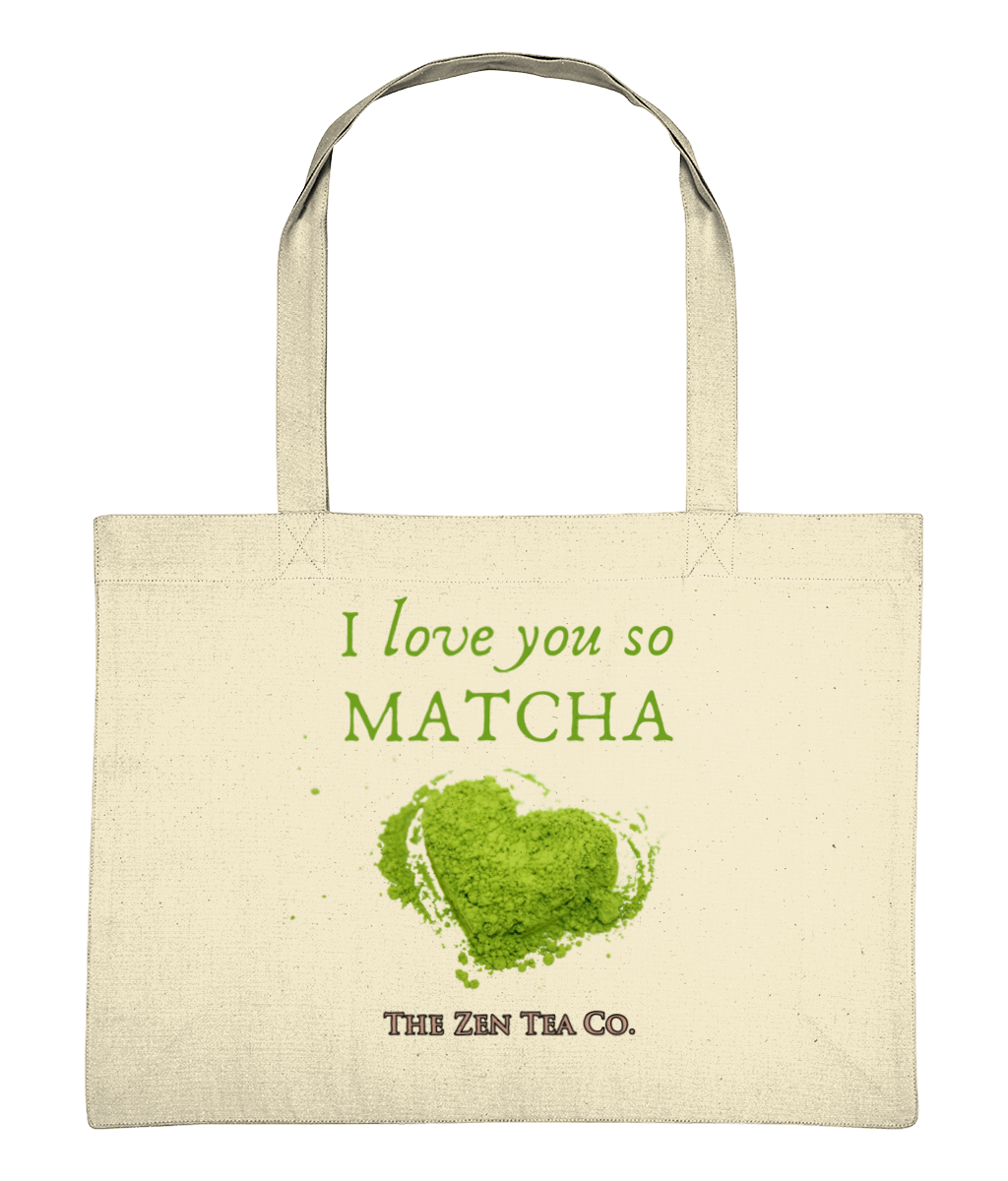 Organic Vegan Tote Bag for Matcha Green Tea lovers - I love you so matcha