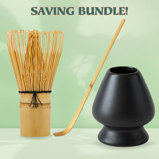 BUNDLE: Bamboo whisk chasen + bamboo spoon + whisk holder