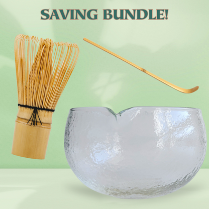 BUNDLE: Bamboo whisk chasen + bamboo spoon + whisking bowl