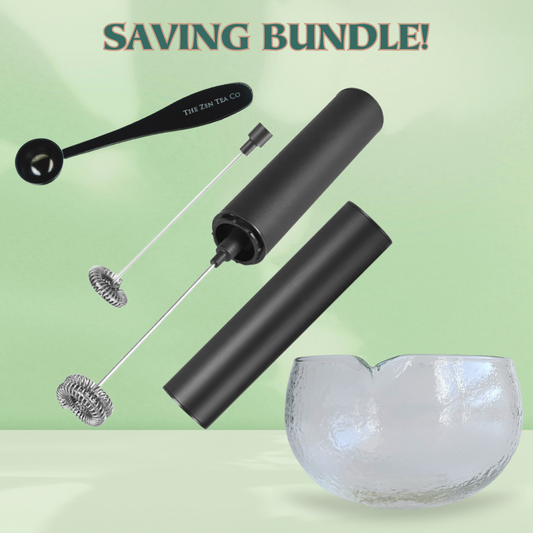 BUNDLE: USB Energy whisk + Glass bowl + Stainless steel Matcha Spoon