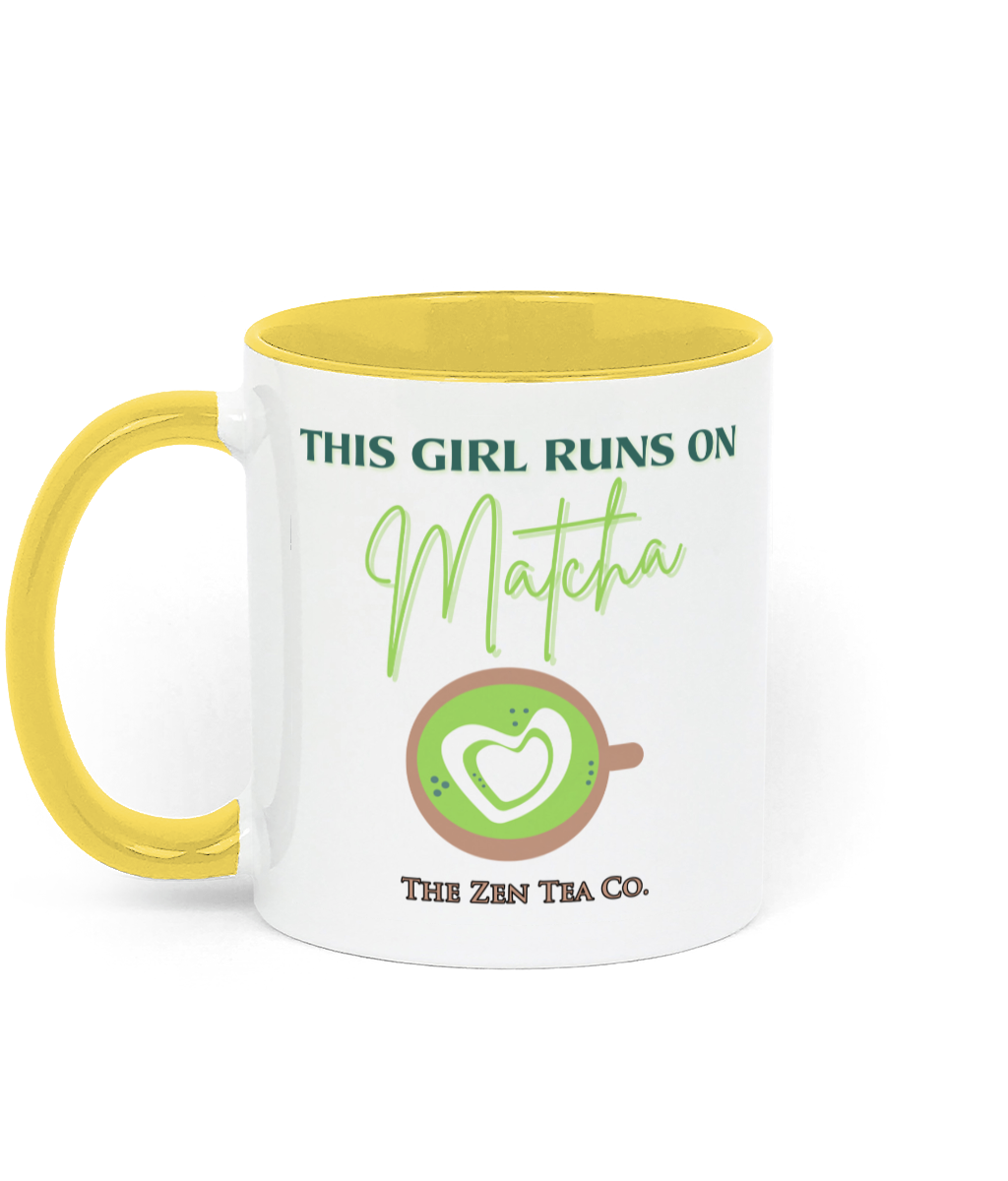 Two Toned Ceramic Mug for Matcha Green Tea lovers - This Girl Runs On Matcha