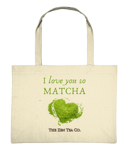 Organic Vegan Tote Bag for Matcha Green Tea lovers - I love you so matcha