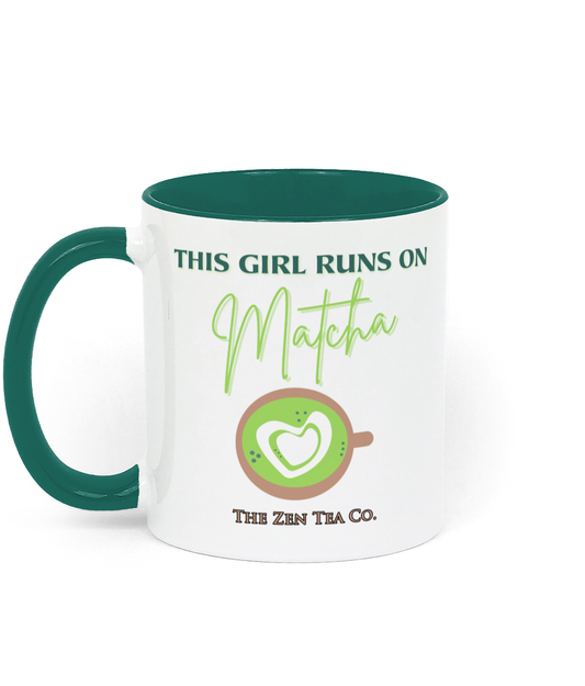 Two Toned Ceramic Mug for Matcha Green Tea lovers - This Girl Runs On Matcha