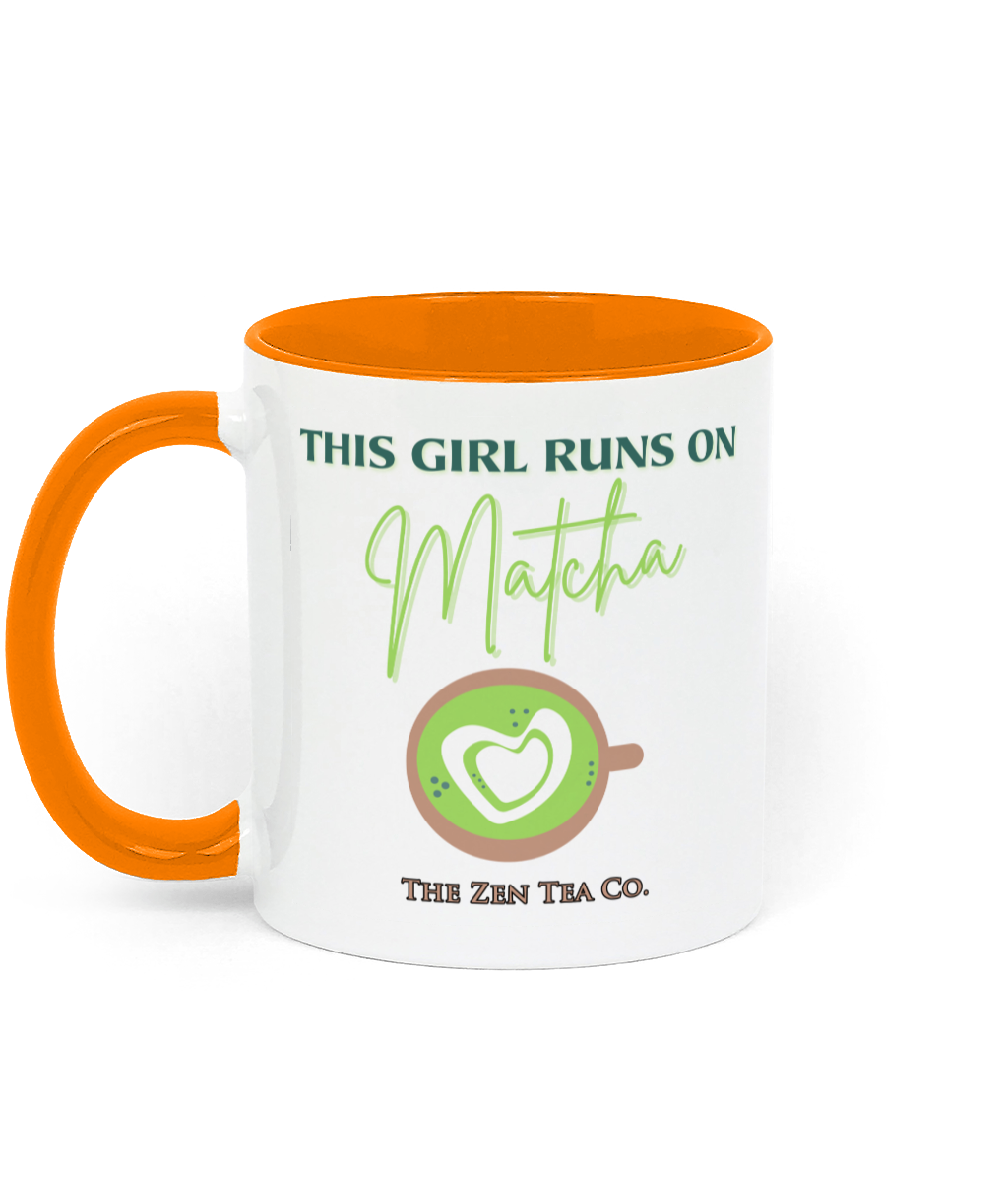 Two Toned Ceramic Mug for Matcha Green Tea lovers - This Girl Runs On Matcha