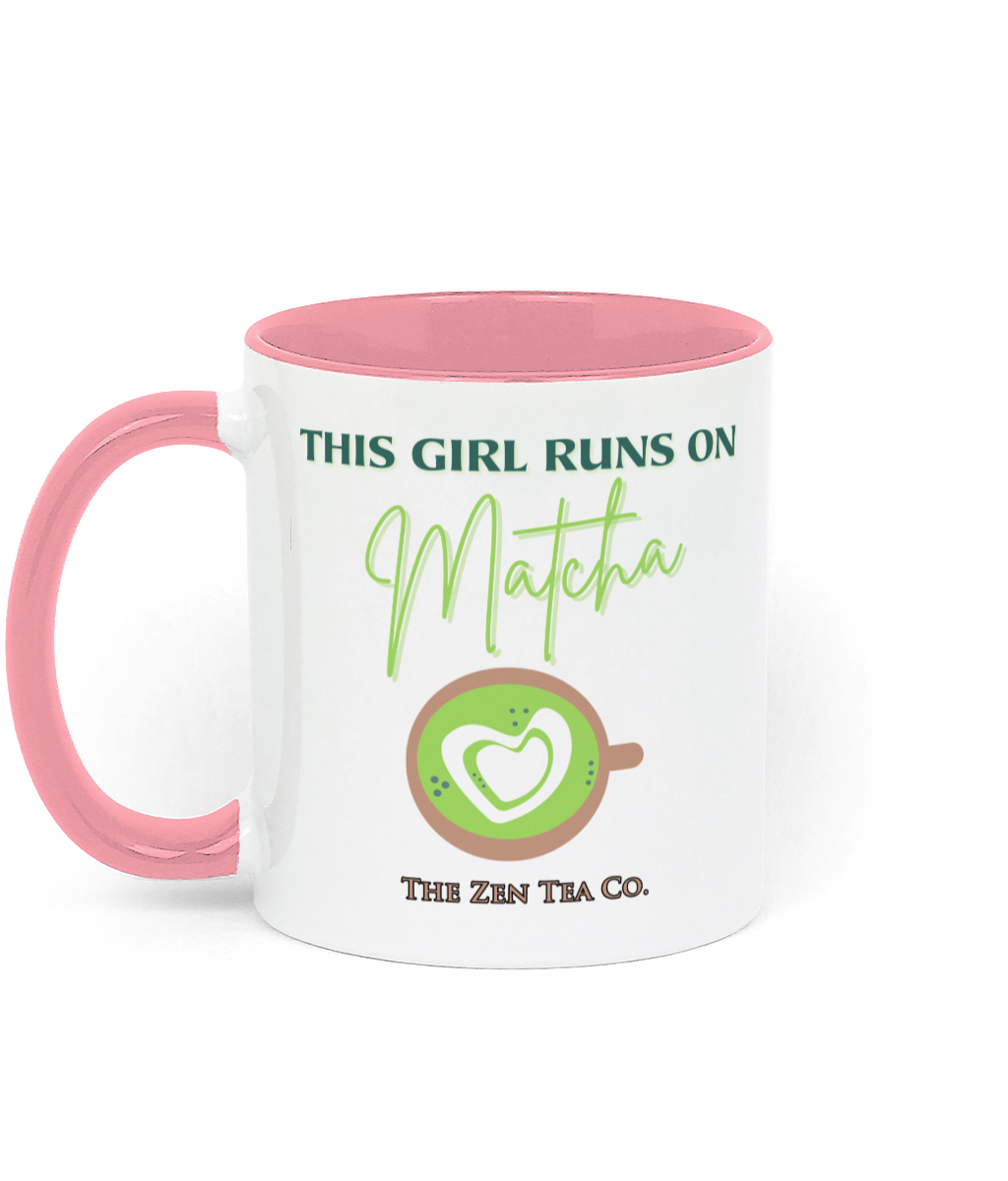 Two Toned Ceramic Mug for Matcha Green Tea lovers - This Girl Runs On Matcha